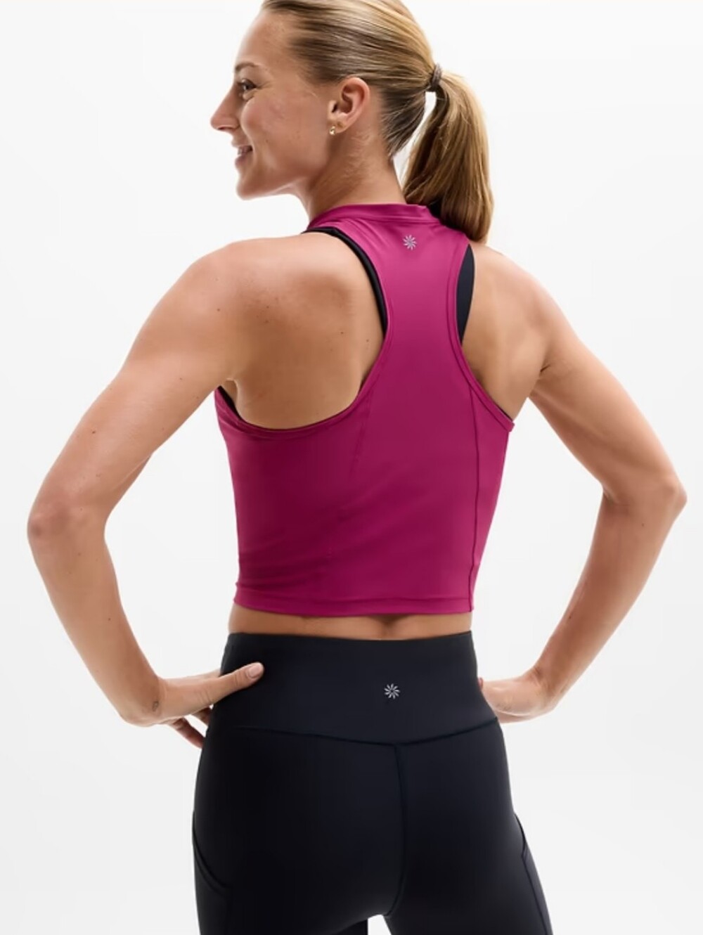 Athleta Crosstrain Zip Tank Top MWT Wild Berry Crop Crop Size: L - Picture 2 of 11